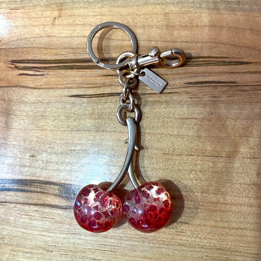 Coach Cherry Keychain in Rose Gold and Red - Picture 2 of 4